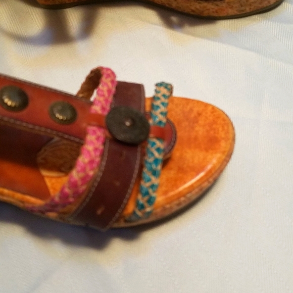 Elite sandals by Corkys Spring Summer leather Hand painted women's 7 - Picture 11 of 14